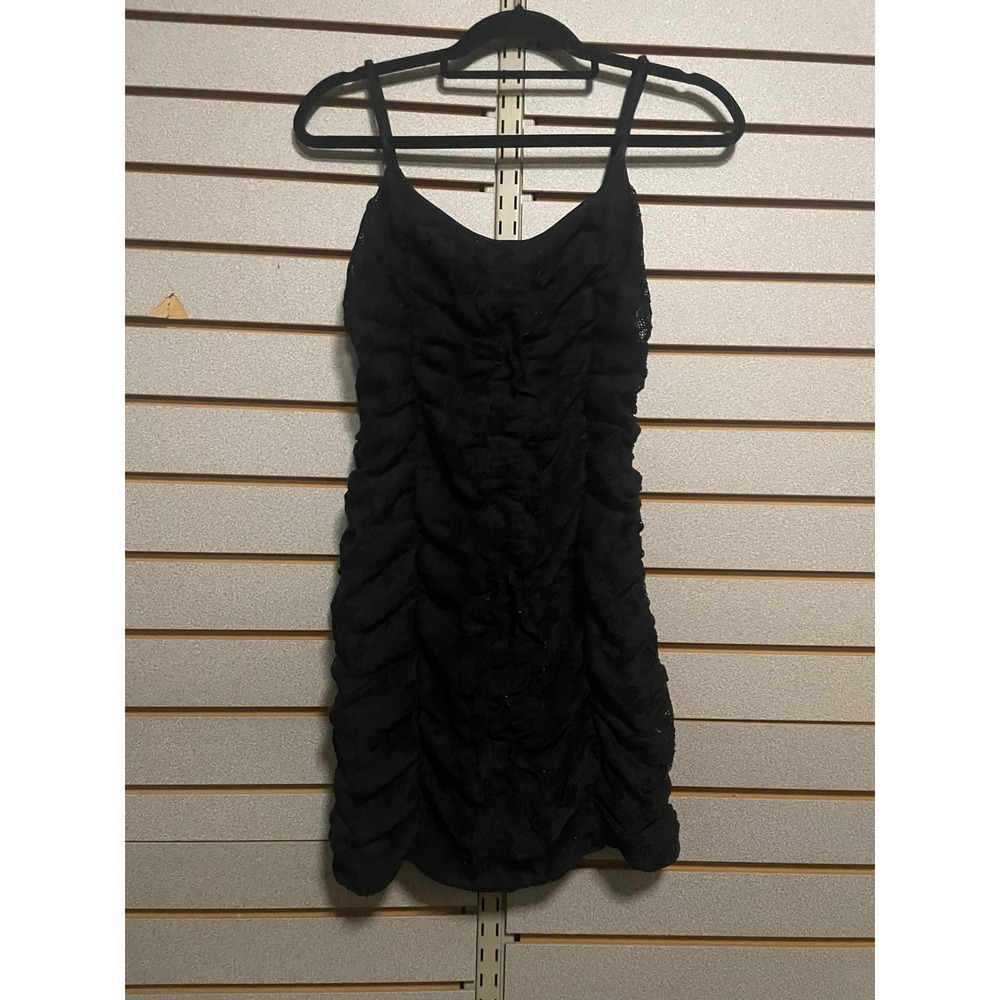 Urban Outfittersโ Black Ruched Lace Tank Dress Mini Size L G